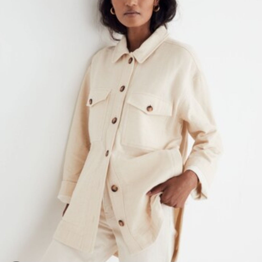 Madewell Beige Oversized Shirt Jacket